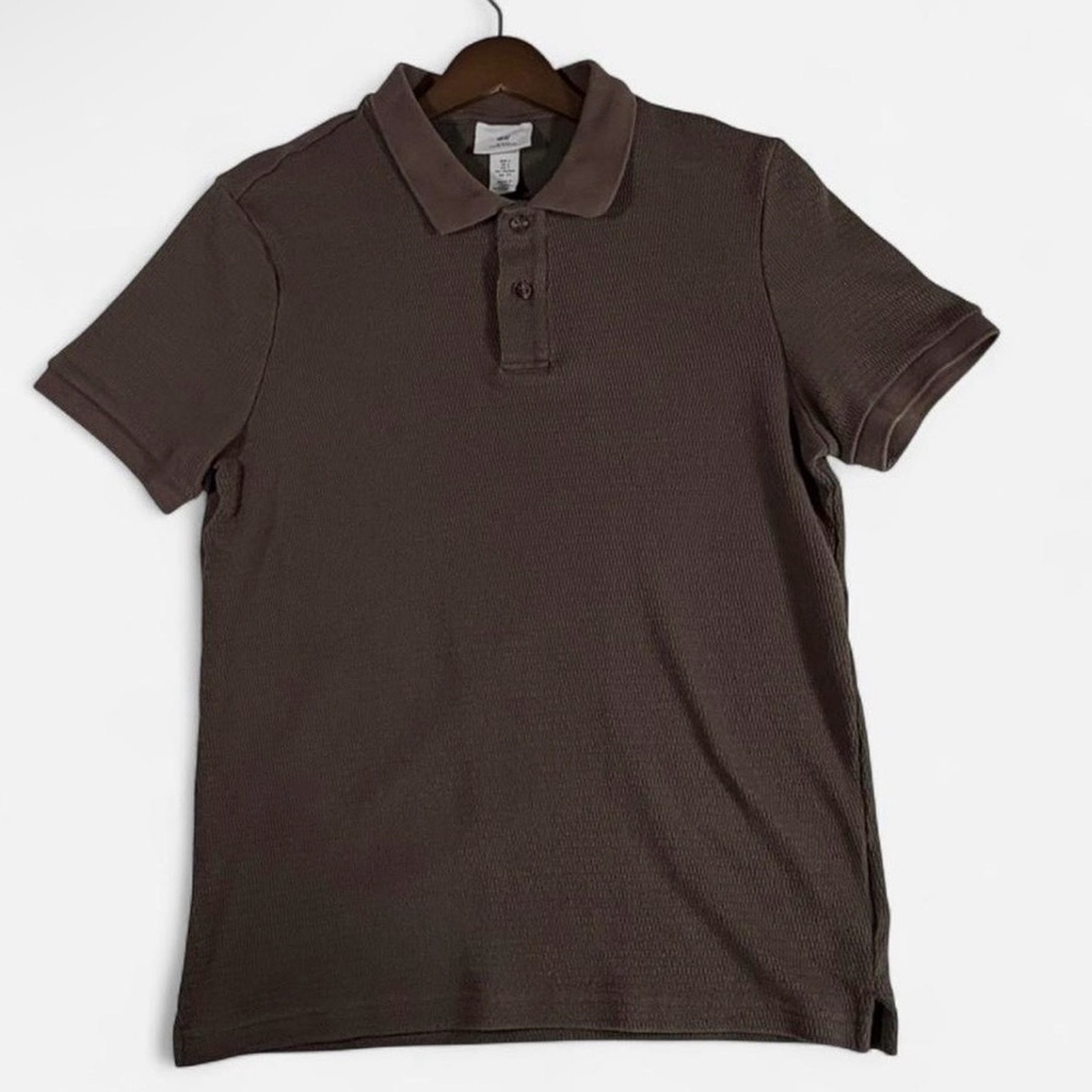 H&M Slim Fit Brown Knitted Polo Shirt – Size S